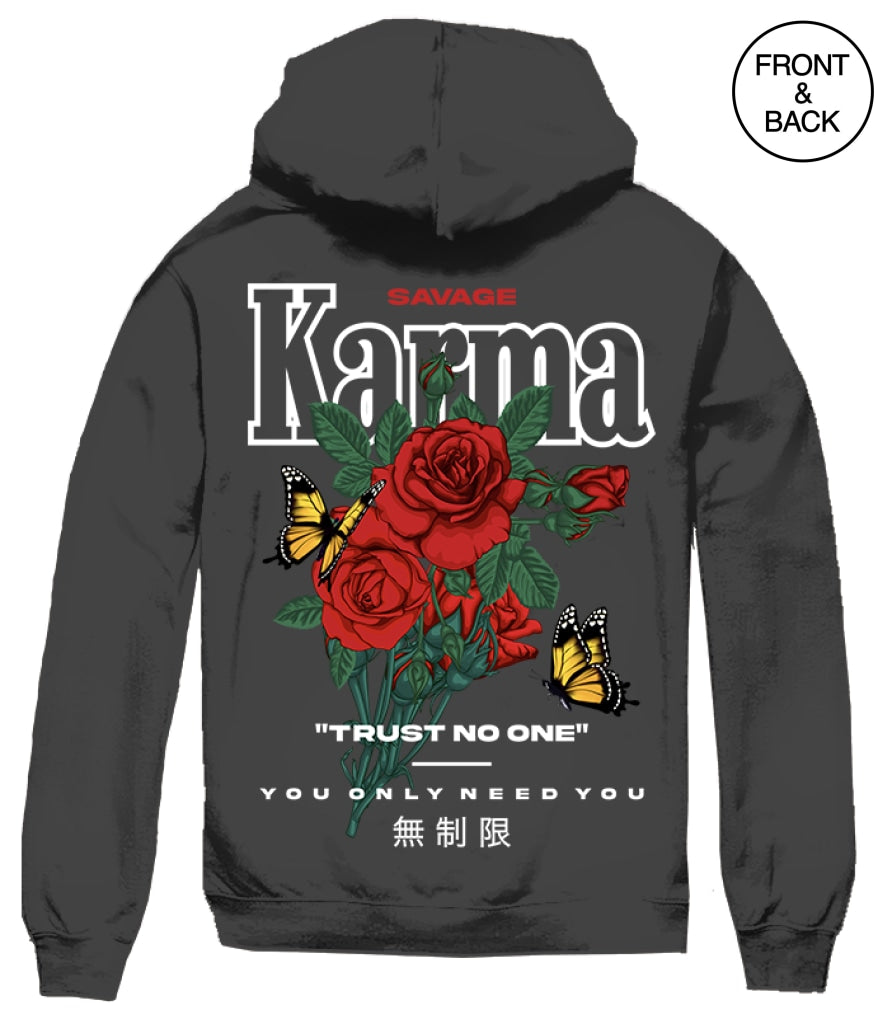 Karma Trust No One Rose Hoods S / Black Mens Hoodies And Sweatshirts