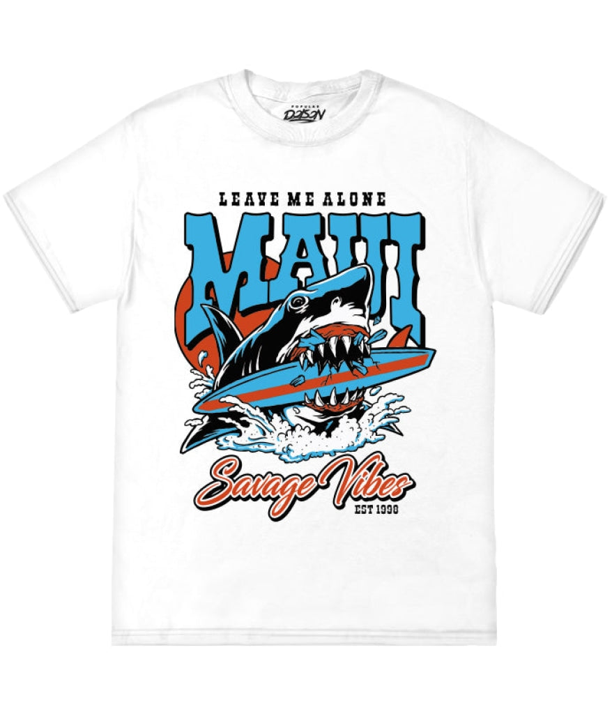 Maui Savage Vibes Shark Tee S / White Mens Tee