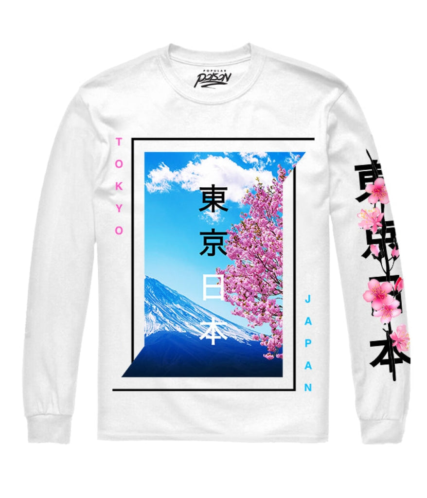 Tokyo Cherry Blossom Long Sleeve Tee S / White