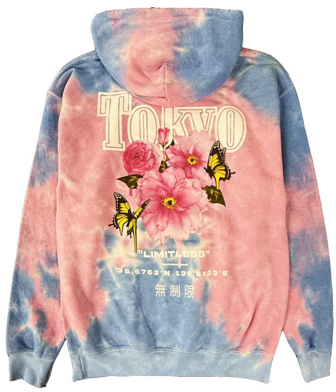 TOKYO CHERRY BLOSSOM TIE DYE HOODIE