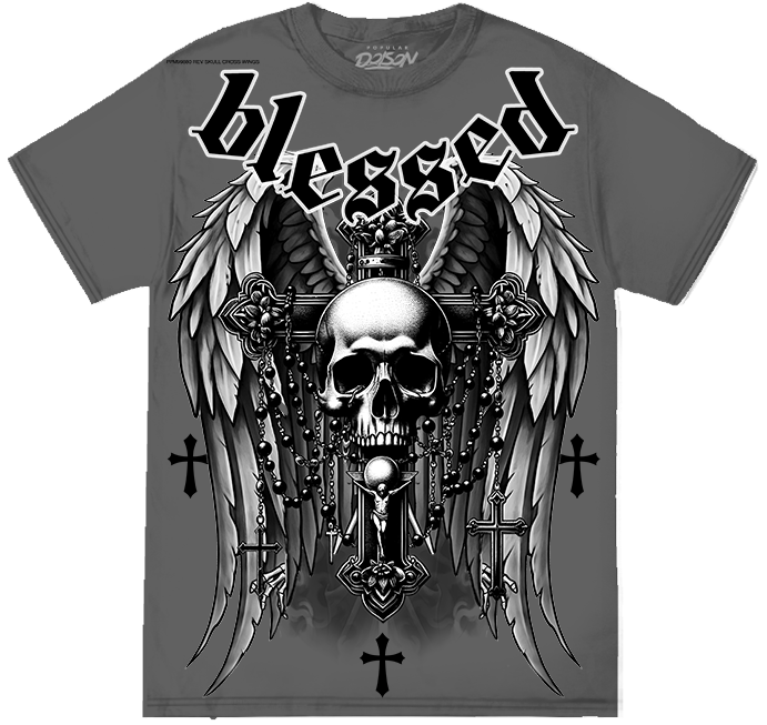 BIG GUY BLSSED SKULL WING TEE