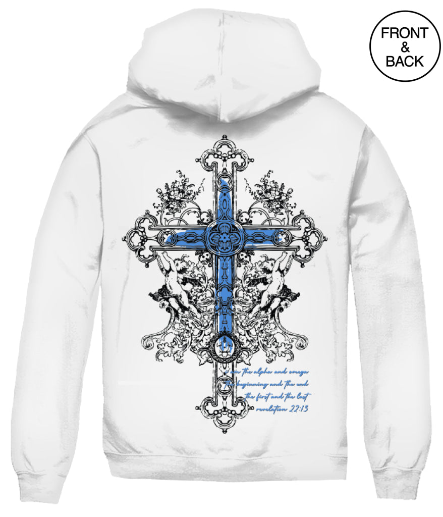 ANGEL CROSS HOODIE S / WHITE Men’s Hoodies and Sweatshirts