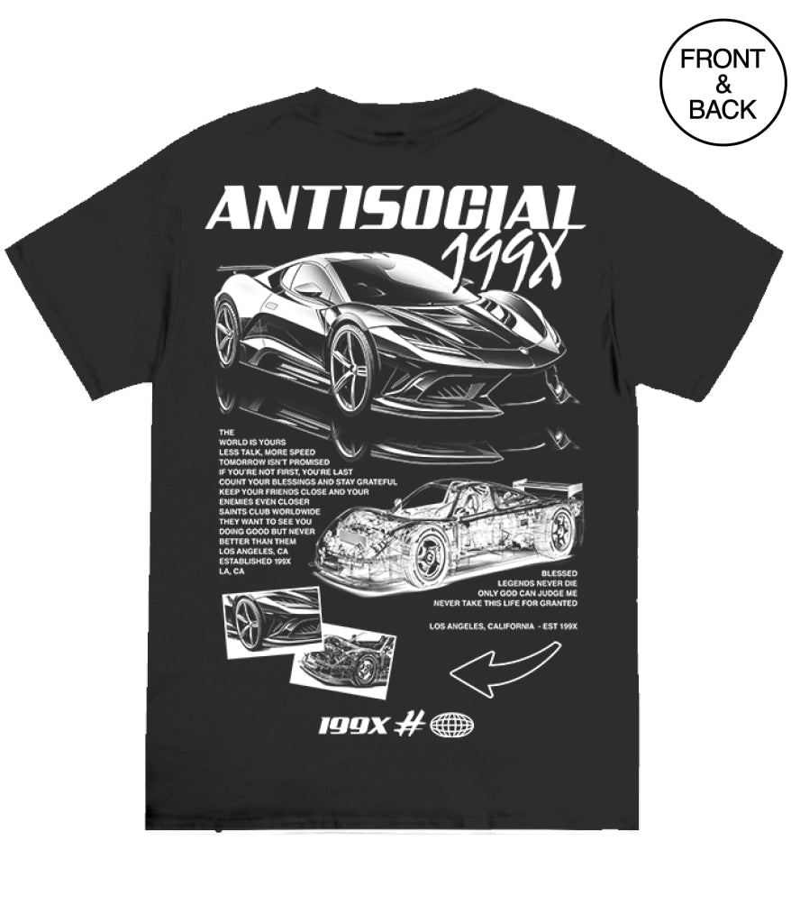 ANTISOCIAL CAR TEE - S / BLACK - Men’s Tee