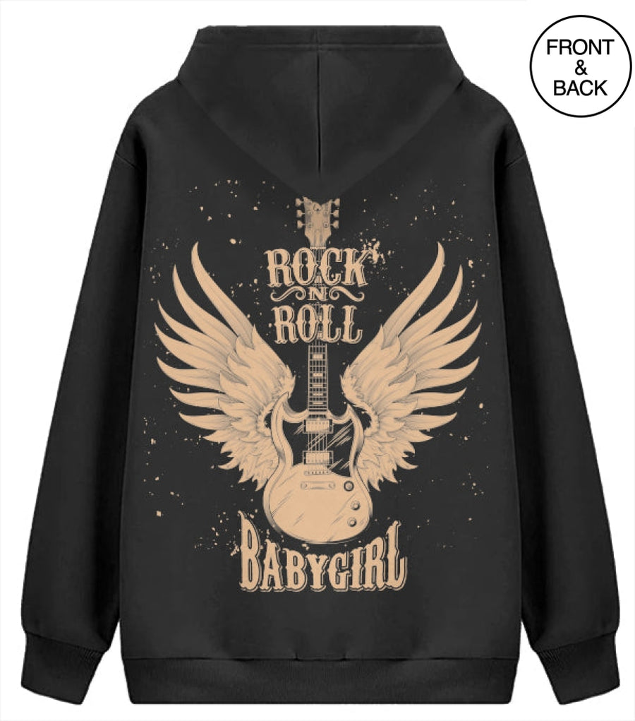 Babygirl Guitar Wings Rock S / Black Junior Hoodies