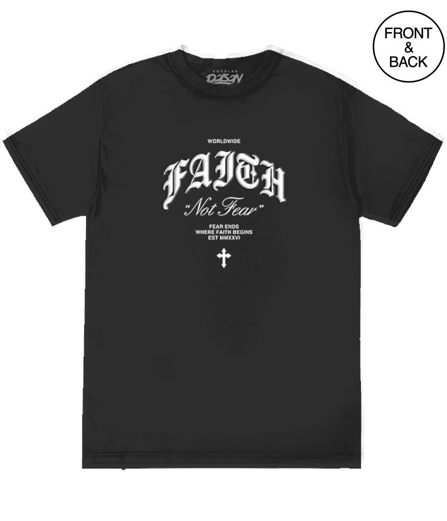 BIG GUY FAITH NOT FEAR PRAYING HANDS 2X / BLACK Men’s Tee
