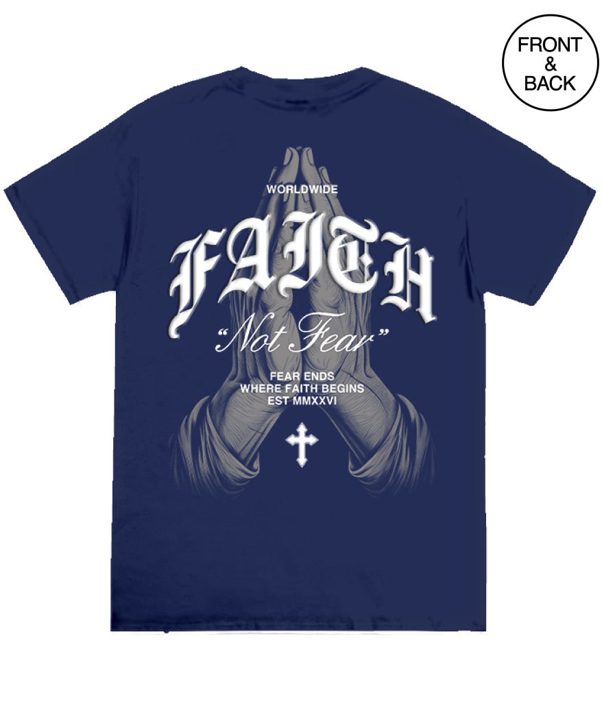 BIG GUY FAITH NOT FEAR PRAYING HANDS (Copy) 2X / NAVY Men’s Tee