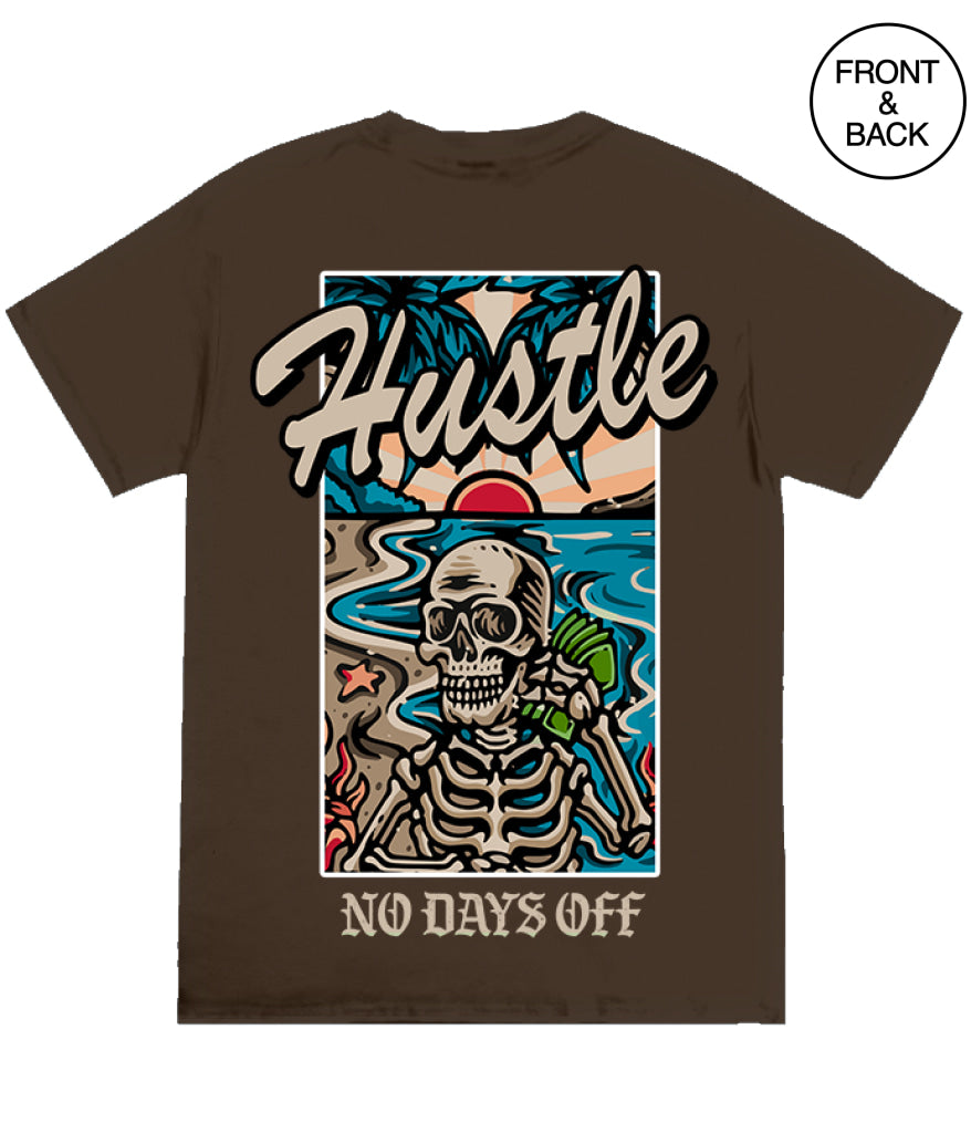 BIG GUY NO DAY OFF SKULL TEE 2X / DARK BROWN Men’s Tee