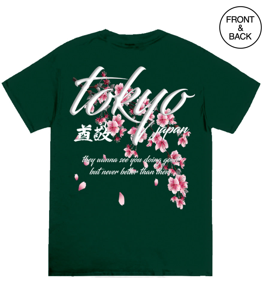 BIG GUY TOKYO CHERRY BLOSSOM TEE 2X / DARK GREEN Men’s Tee