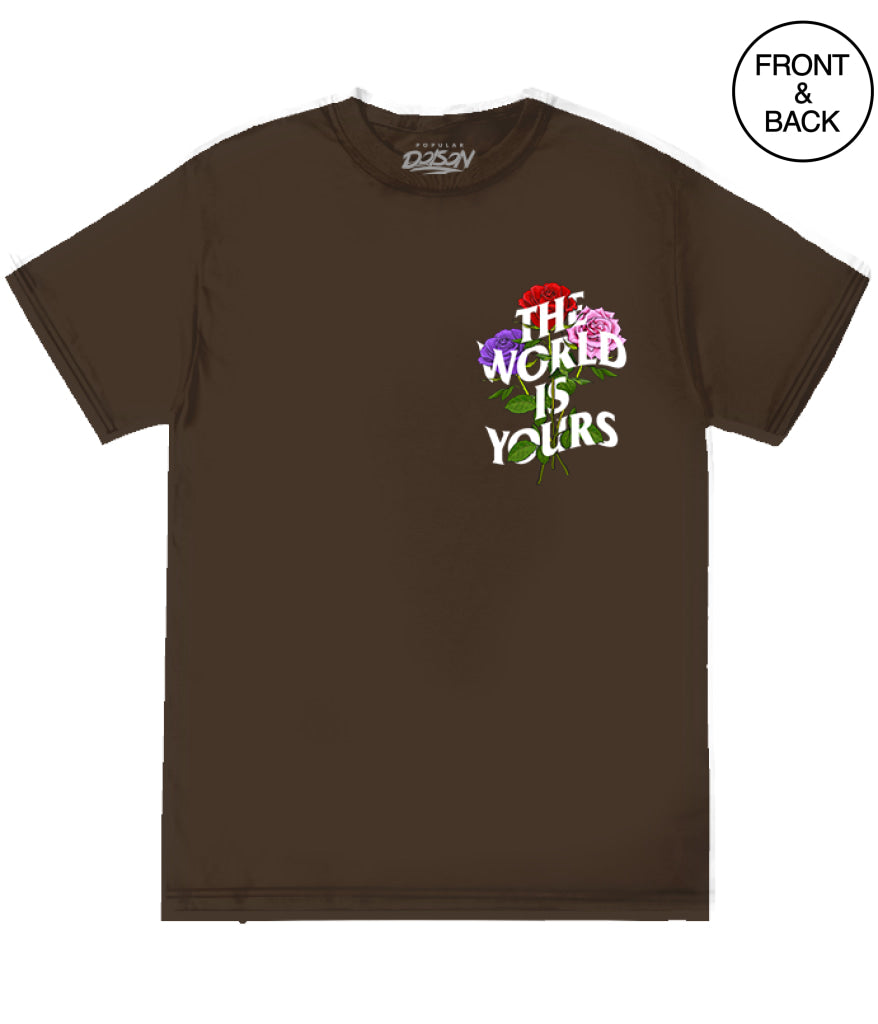 BIG GUY WORLD IS YOURS TRI ROSES 2X / DARK BROWN Men’s Tee