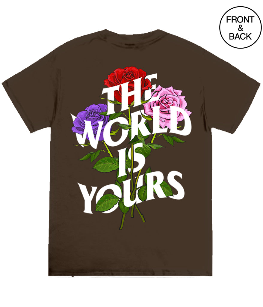 BIG GUY WORLD IS YOURS TRI ROSES 2X / DARK BROWN Men’s Tee