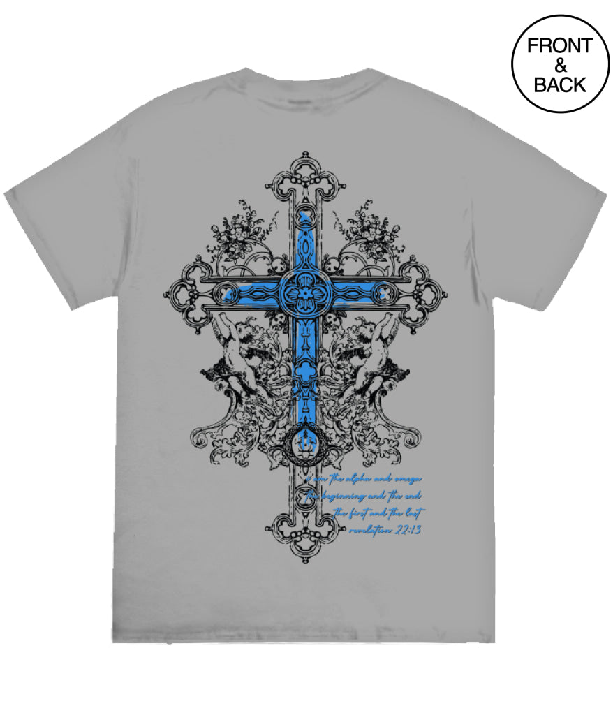 BIG SIZE ANGEL CROSS - 2XL / LIGHT GREY - Men’s Tee