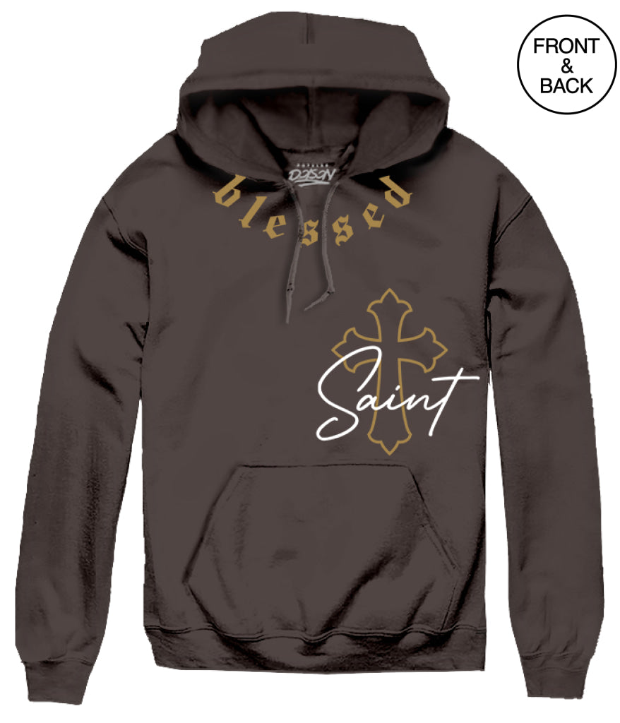 BIG SIZE BLESSED SAINT HOODIE 4XL / DARK BROWN Men’s Hoodies and Sweatshirts
