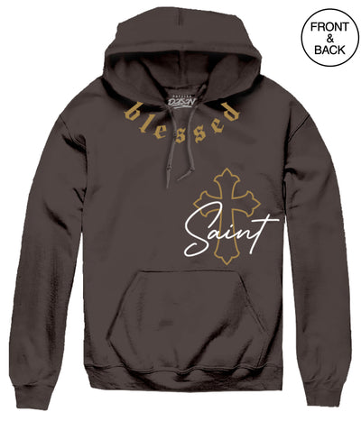 BIG SIZE BLESSED SAINT HOODIE 4XL / DARK BROWN Men’s Hoodies and Sweatshirts