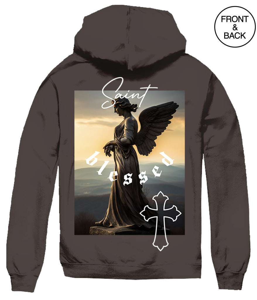 BIG SIZE BLESSED SAINT HOODIE 4XL / DARK BROWN Men’s Hoodies and Sweatshirts
