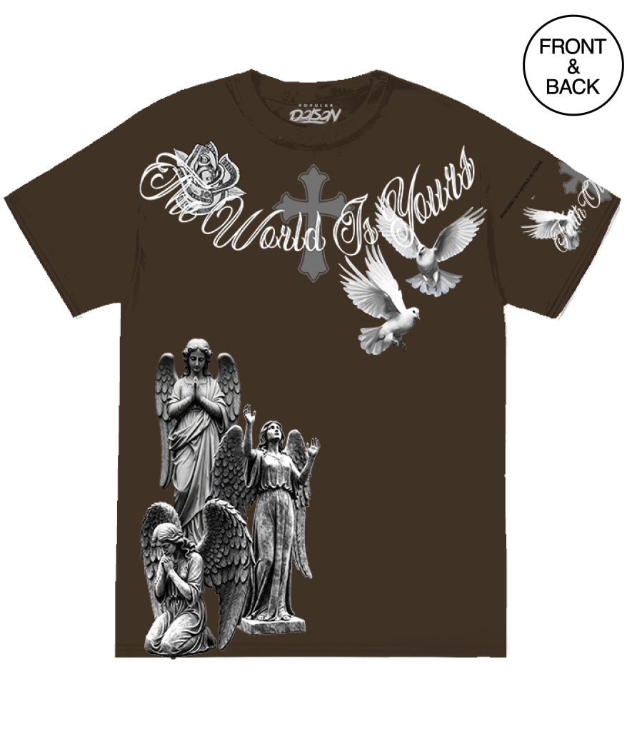 BIG SIZE BLESSED STATUE DOVE - 2XL / DARK BROWN - Men’s Tee