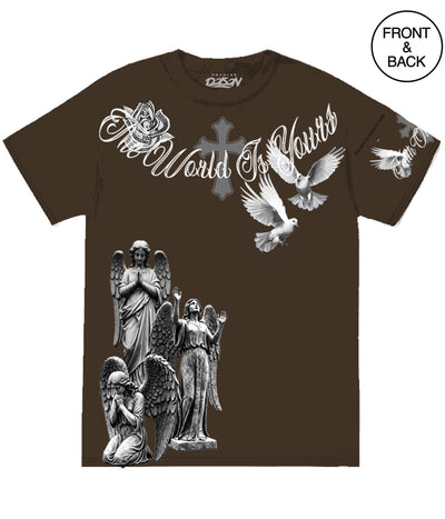 BIG SIZE BLESSED STATUE DOVE - 2XL / DARK BROWN - Men’s Tee