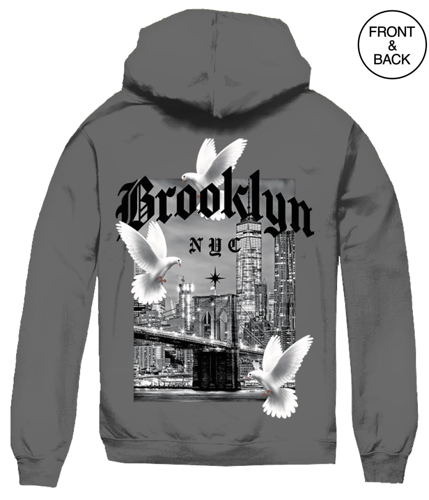 BIG SIZE BROOKLYN DOVES HOODIE 2XL / CHARCOAL Men’s Hoodies and Sweatshirts