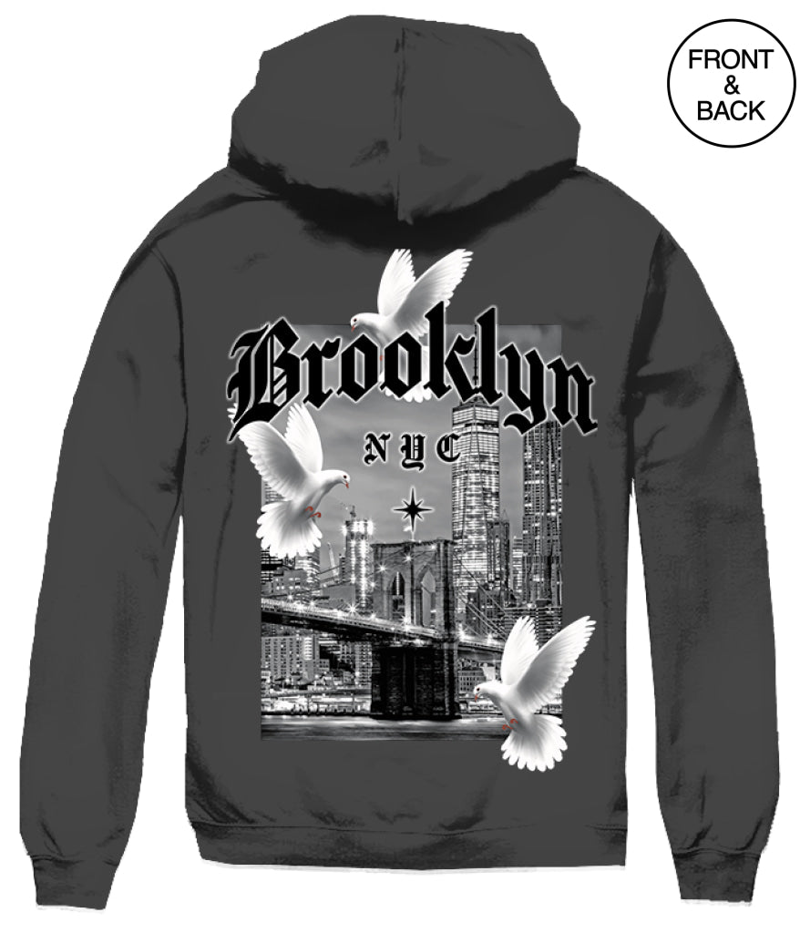 BIG SIZE BROOKLYN DOVES - 2XL / BLACK - Men’s Hoodies and Sweatshirts
