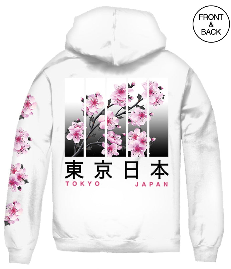 Big Size Cherry Blossom Kanji Hoodie 2X / White Mens Hoodies And Sweatshirts