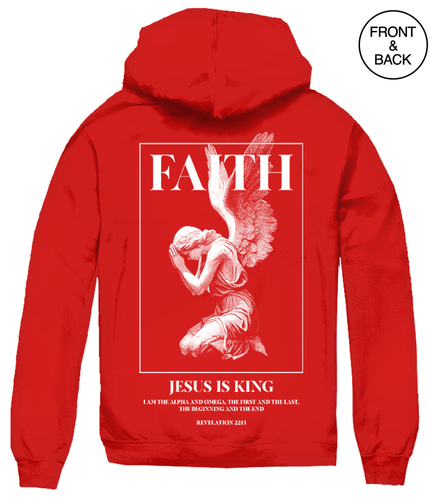 BIG SIZE FAITH ANGEL HOODIE 2XL / RED Men’s Hoodies and Sweatshirts
