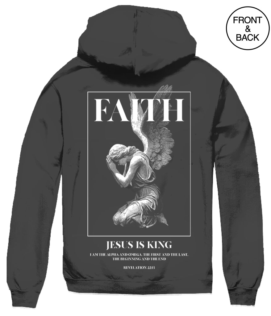 BIG SIZE FAITH ANGEL HOODIE 2XL / BLACK Men’s Hoodies and Sweatshirts
