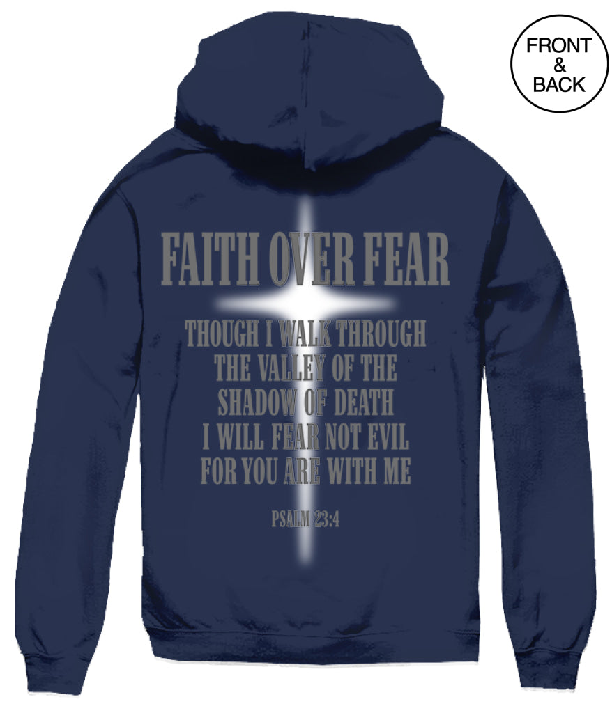 BIG SIZE FAITH OVER CROSS HOODIE 2XL / NAVY Men’s Hoodies and Sweatshirts