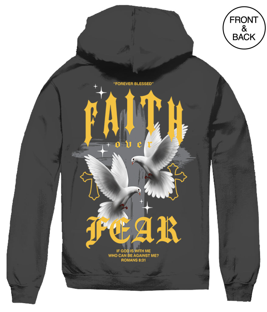 BIG SIZE FAITH OVER FEAR DOVES 2XL / BLACK Men’s Hoodies and Sweatshirts