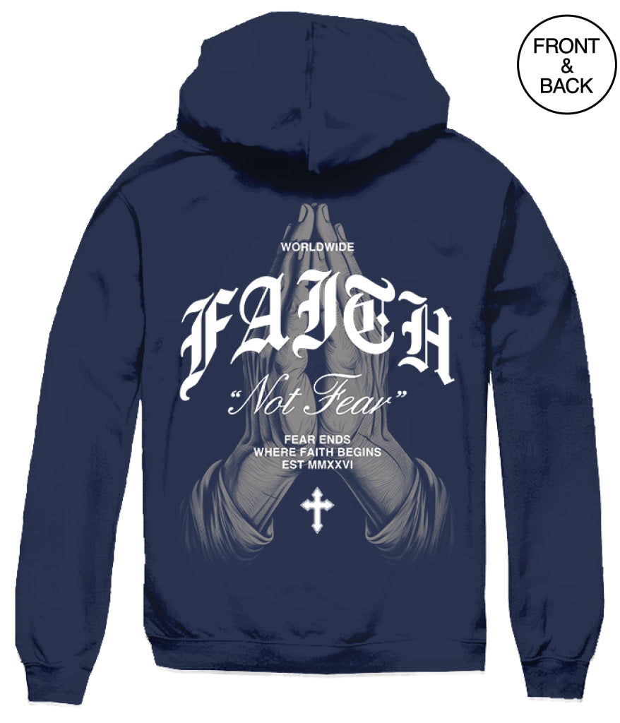BIG SIZE FAITH PRAYING HANDS HOODIE 2XL / NAVY Men’s Hoodies and Sweatshirts