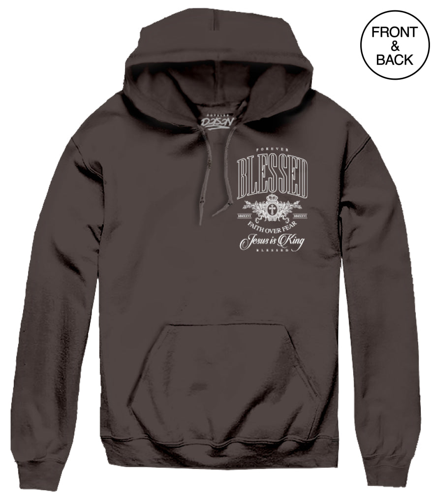 BIG SIZE FOREVER BLESSED JESUS HOODIE 4XL / DARK BROWN Men’s Hoodies and Sweatshirts