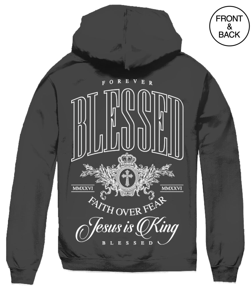 BIG SIZE FOREVER BLESSED JESUS HOODIE 2XL / BLACK Men’s Hoodies and Sweatshirts