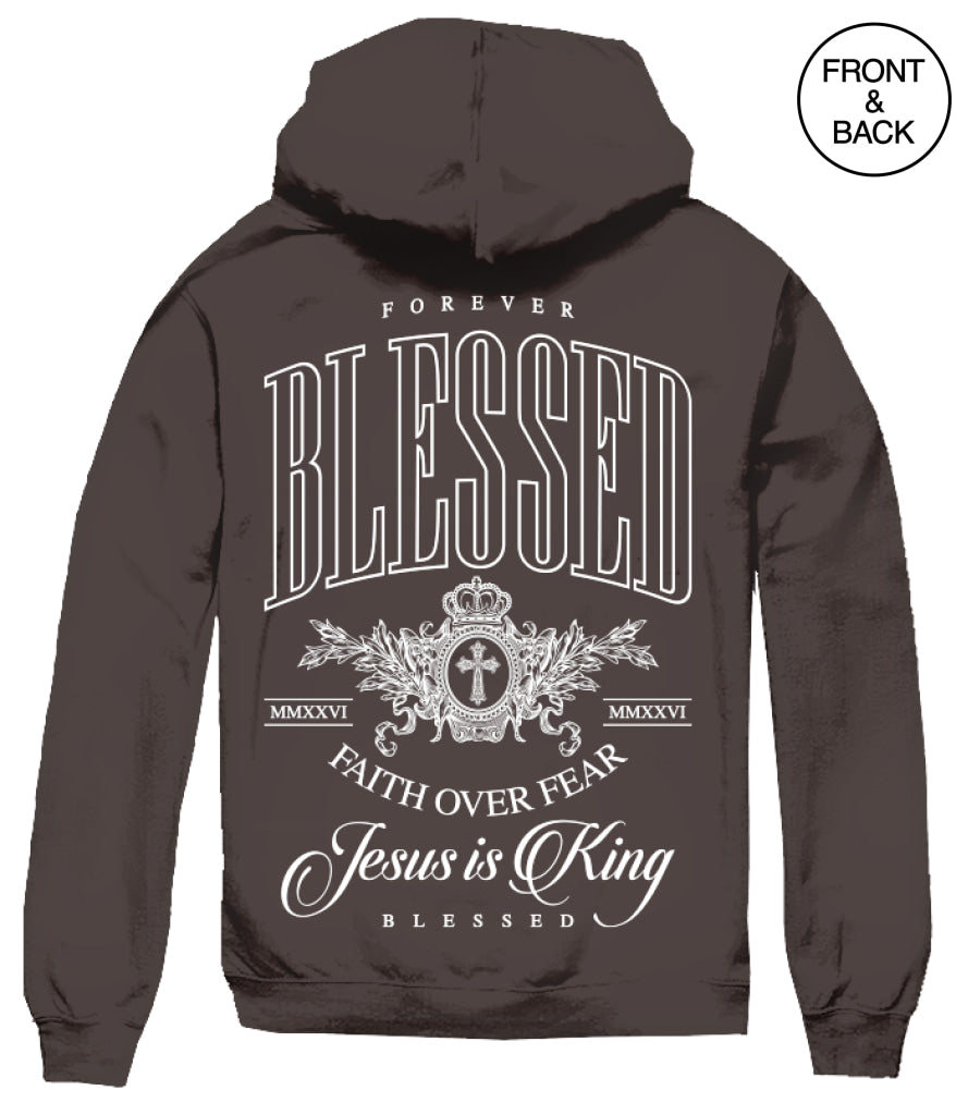 BIG SIZE FOREVER BLESSED JESUS HOODIE 4XL / DARK BROWN Men’s Hoodies and Sweatshirts