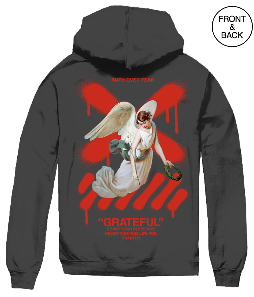 Big Size Grateful Angel 2Xl / Black Men’s Hoodies And Sweatshirts