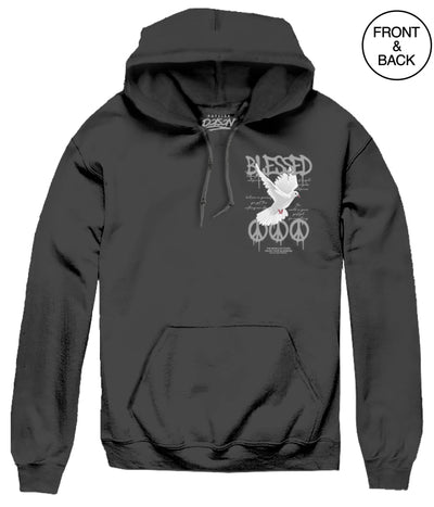 BIG SIZE HOODIE BLESSED DOVE PEACE 2XL / BLACK Men’s Hoodies and Sweatshirts