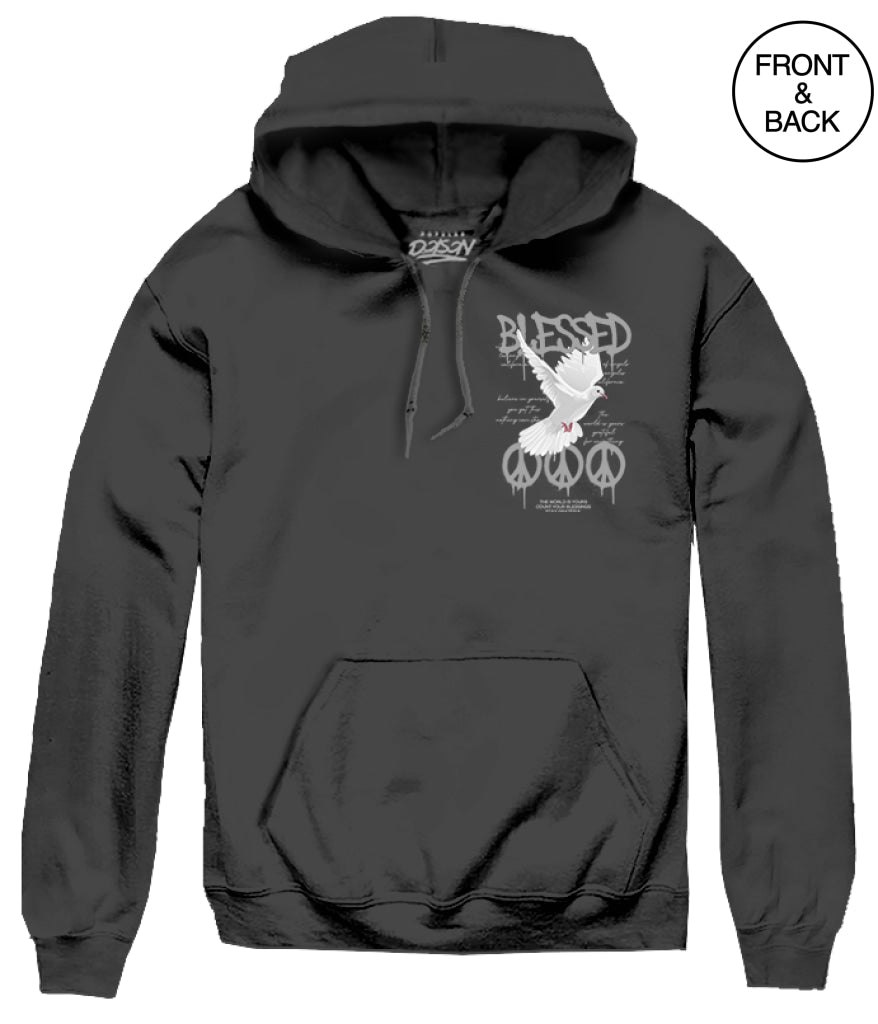 BIG SIZE HOODIE BLESSED DOVE PEACE 2XL / BLACK Men’s Hoodies and Sweatshirts