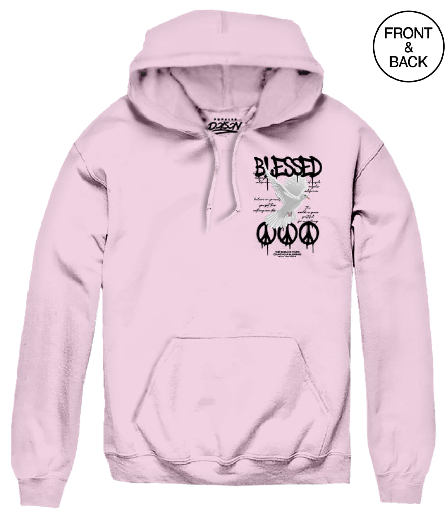 BIG SIZE HOODIE BLESSED DOVE PEACE 2XL / LIGHT PINK Men’s Hoodies and Sweatshirts