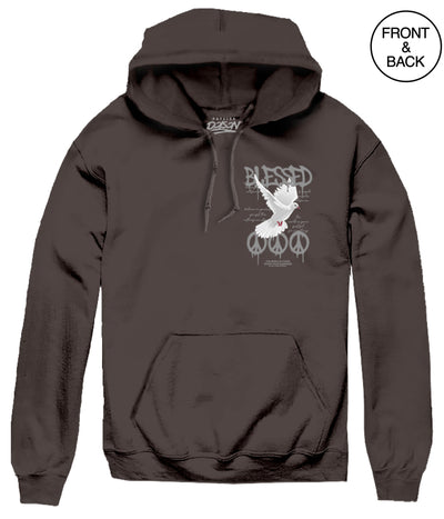 BIG SIZE HOODIE BLESSED DOVE PEACE 4X / DARK BROWN Men’s Hoodies and Sweatshirts