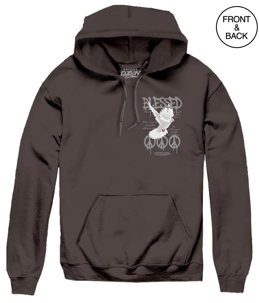 BIG SIZE HOODIE BLESSED DOVE PEACE 4XL / DARK BROWN Men’s Hoodies and Sweatshirts