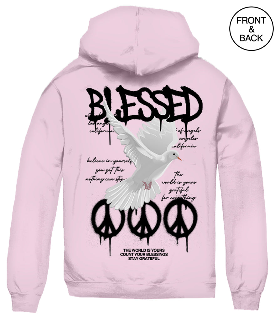 BIG SIZE HOODIE BLESSED DOVE PEACE 2XL / LIGHT PINK Men’s Hoodies and Sweatshirts