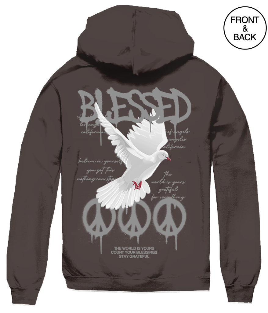 BIG SIZE HOODIE BLESSED DOVE PEACE 4XL / DARK BROWN Men’s Hoodies and Sweatshirts