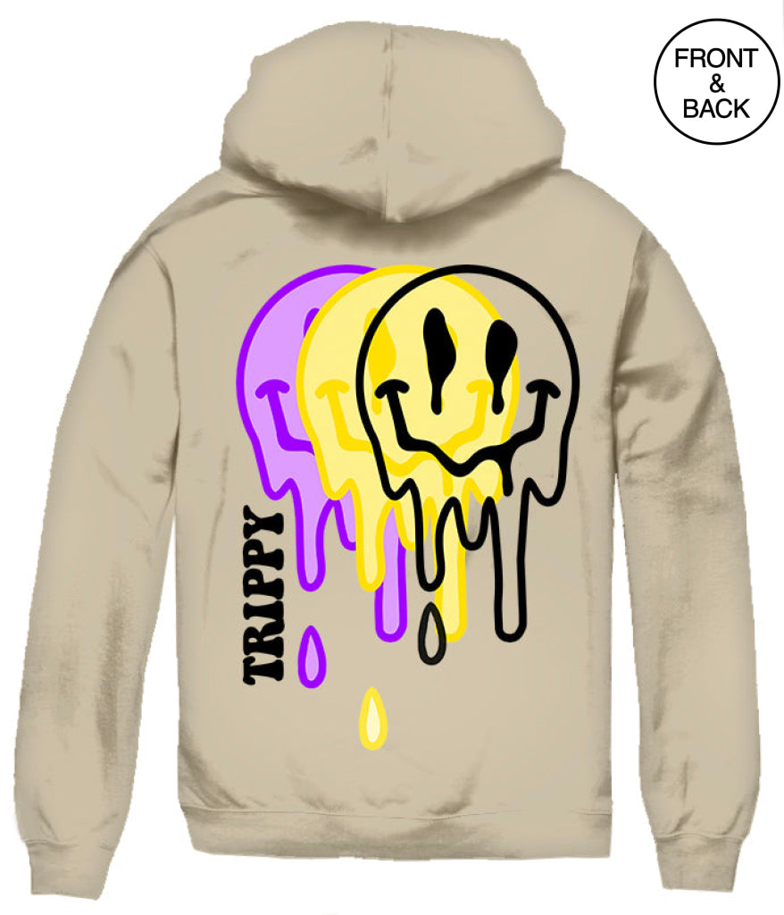 Big Size Multi Drip Smiley Hoodie 2Xl / Sand Mens Hoodies And Sweatshirts