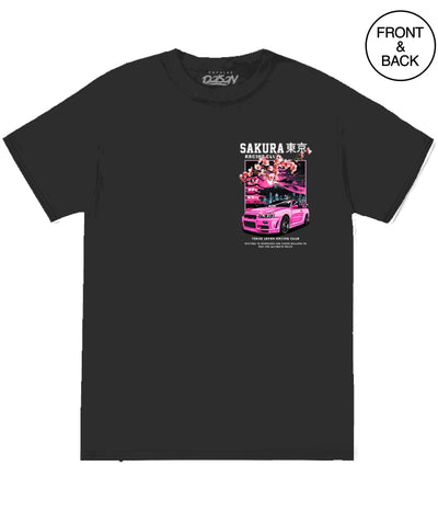 BIG SIZE SAKURA RACING CLUB TEE - 2XL / BLACK - Men’s Tee