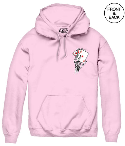 Big Size Skeleton Winning In Life Ace Hoodie 2X / Pink Mens Hoodies And Sweatshirts