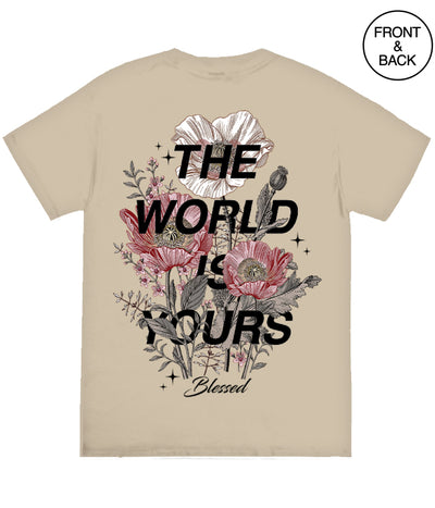 Big Size The World Is Yours Floral Men’s Tee