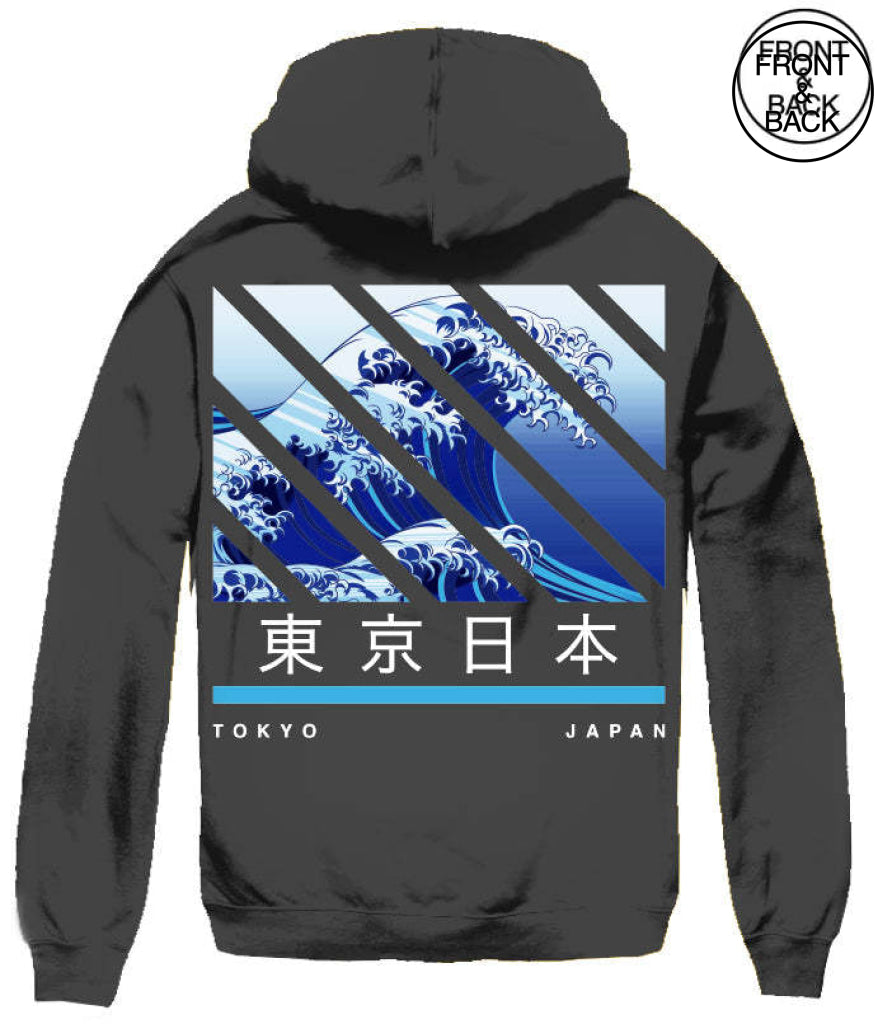 Tokyo Wave Hoodie - Big Size 2Xl / Black Mens Hoodies And Sweatshirts