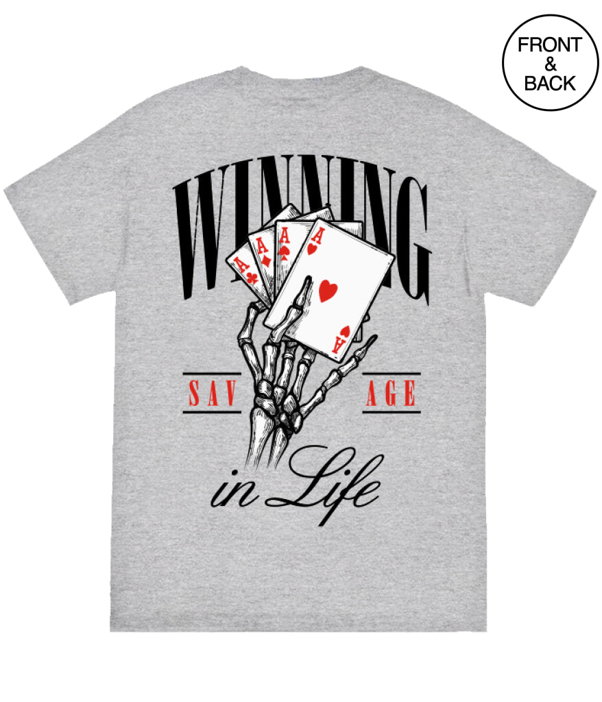 Big Size- Winning Hand 2X / Heather Grey Mens Tee