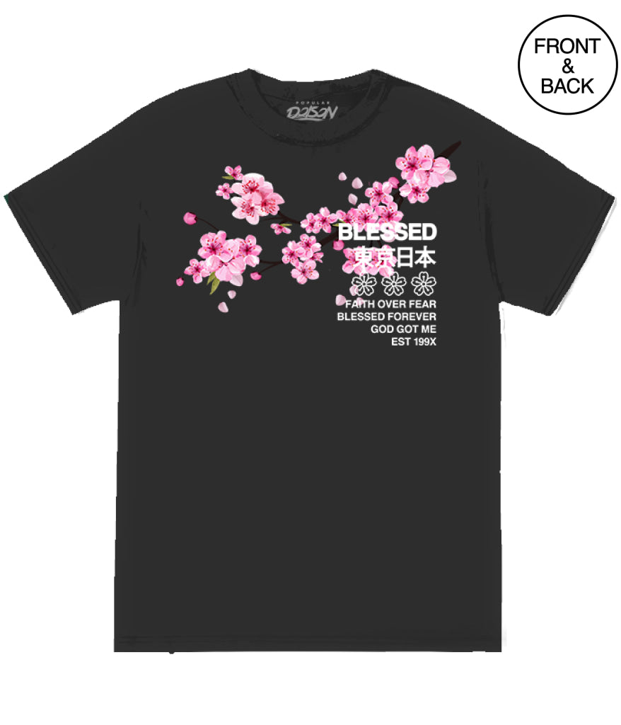 BLESSED CHERRY BLOSSOM - S / BLACK - Men’s Tee