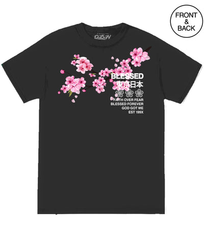 BLESSED CHERRY BLOSSOM - S / BLACK - Men’s Tee