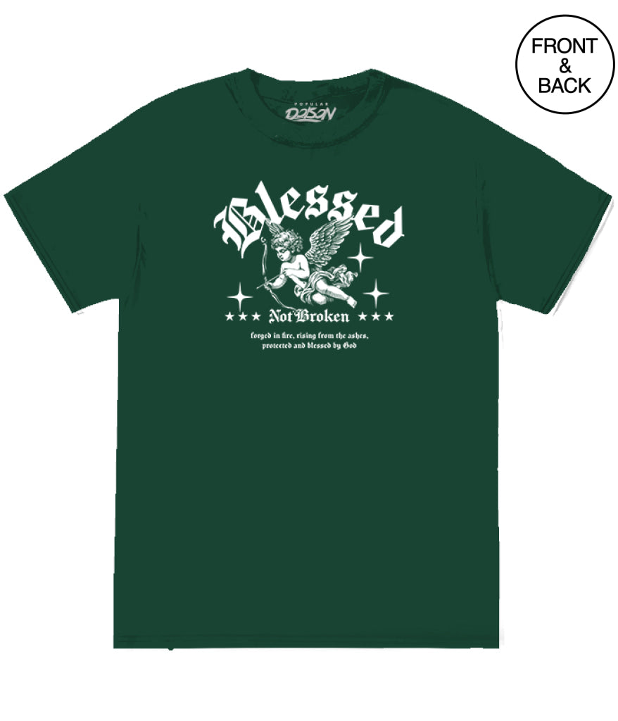 BLESSED CHERUB TEE - S / DARK GREEN - Men’s Tee