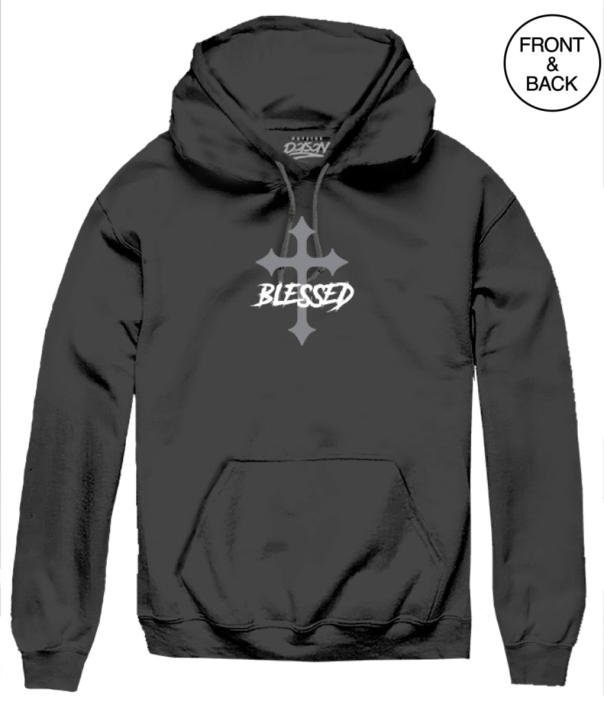 BLESSED PSALM CROSS HOODIE S / BLACK Men’s Hoodies and Sweatshirts