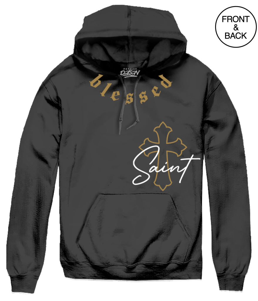 BLESSED SAINT HOODIE - S / BLACK - Men’s Hoodies and Sweatshirts